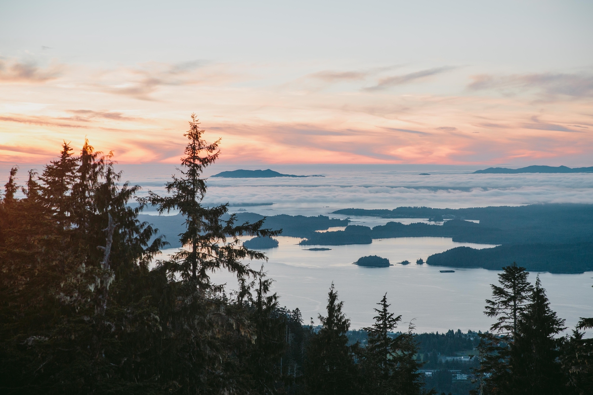 Sunset over Tall Trees Trail in Prince Rupert